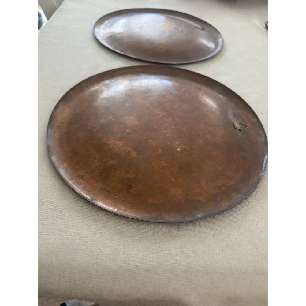 Set of 2 Copper Wall Hangings‎ Egyptian Revival Engraved Art Plates